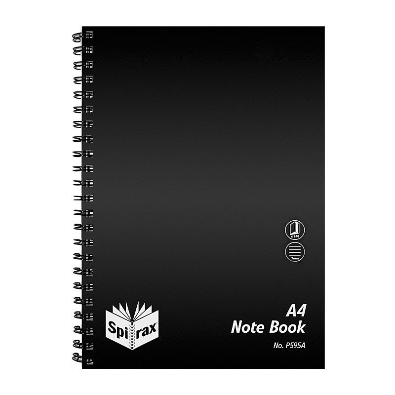 Spirax P595A PP Notebook A4 240 Pg Black S/O Pk5 - 5605900