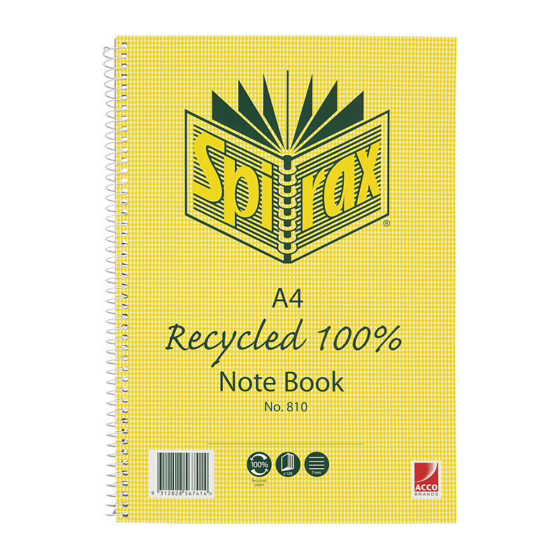 Spirax 810 Recycled Notebook A4 120 Pg Pk5 - 56800