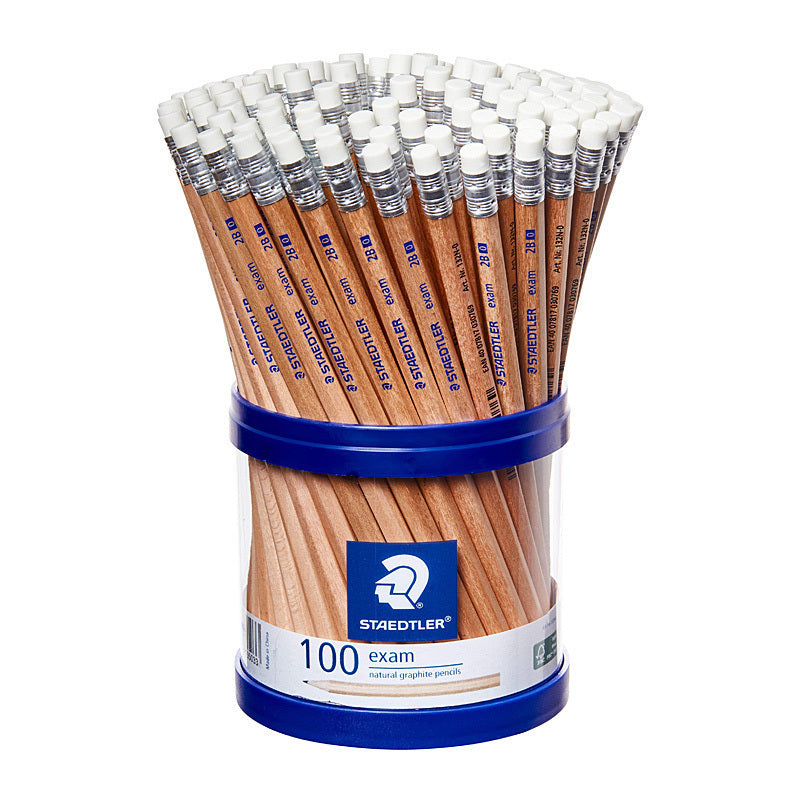 Staedtler Exam Natural 2B Pencil with Eraser Tip - Cup of 100 - 132N0KP100