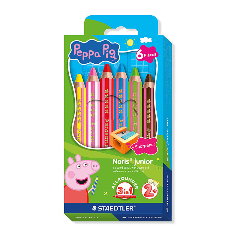 ST Peppa Pig 3in1 Pencils Pk6 - 140 C6 L1
