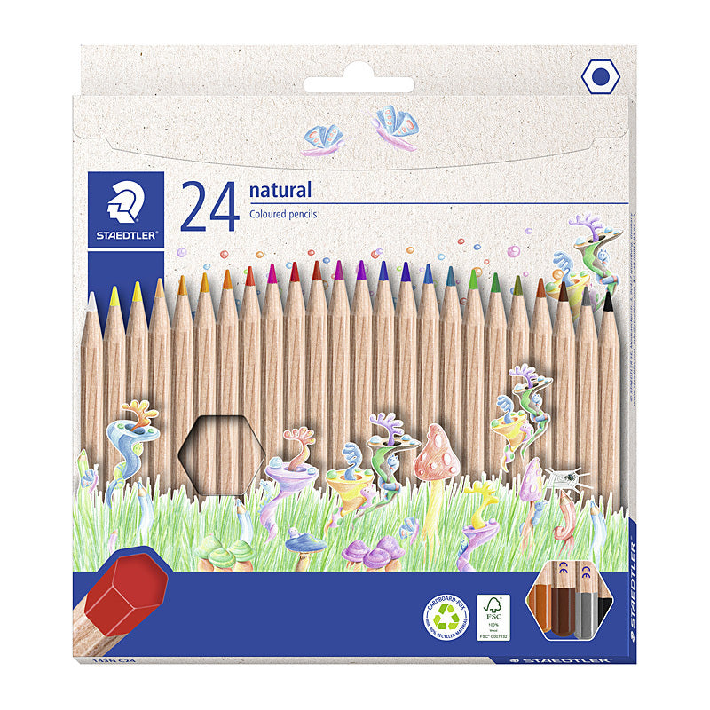 Staedtler Natural Coloured Pencil - Box of 24 - Assorted Colours - 143N C24