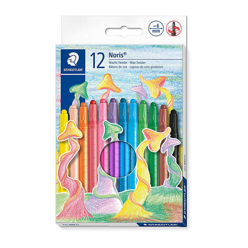Staedtler Noris Club Wax Twister Colour Assorted Crayons - Box of 12 - 221 NWP12