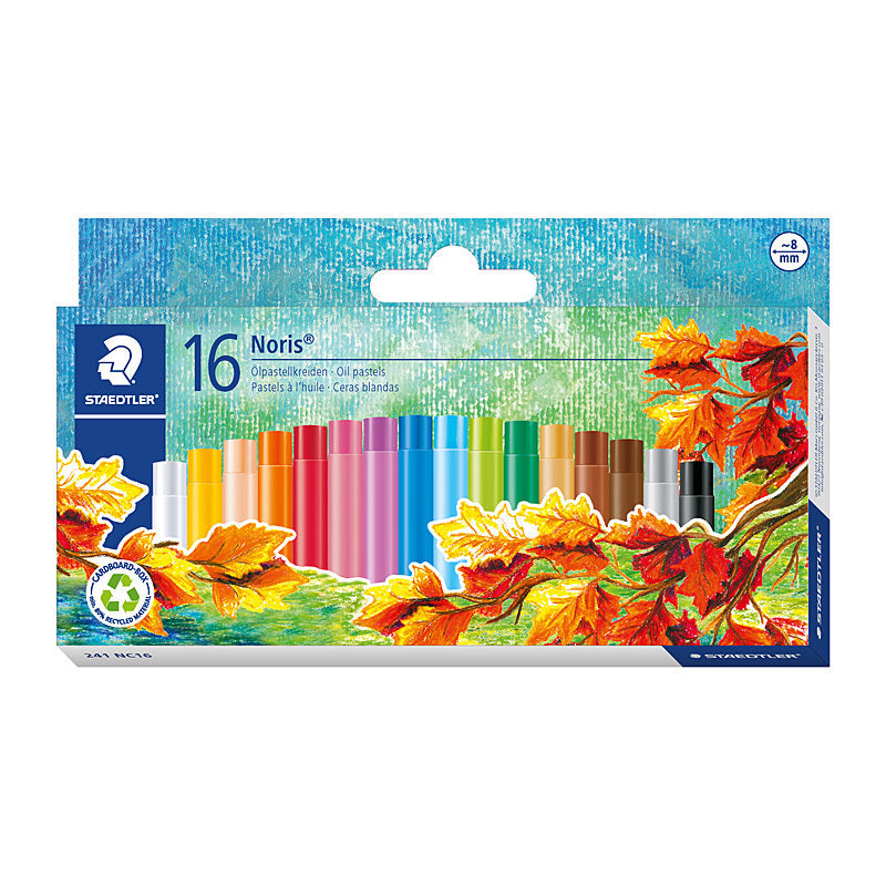 Staedtler Noris Club Colour Oil Pastels - Box of 16 - Assorted Colours - 241 NC16