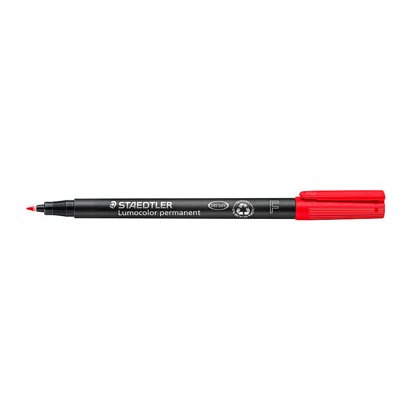Staedtler Lumocolour 0.6mm Fine Permanent Pen - Box of 10 - Red - 318-2