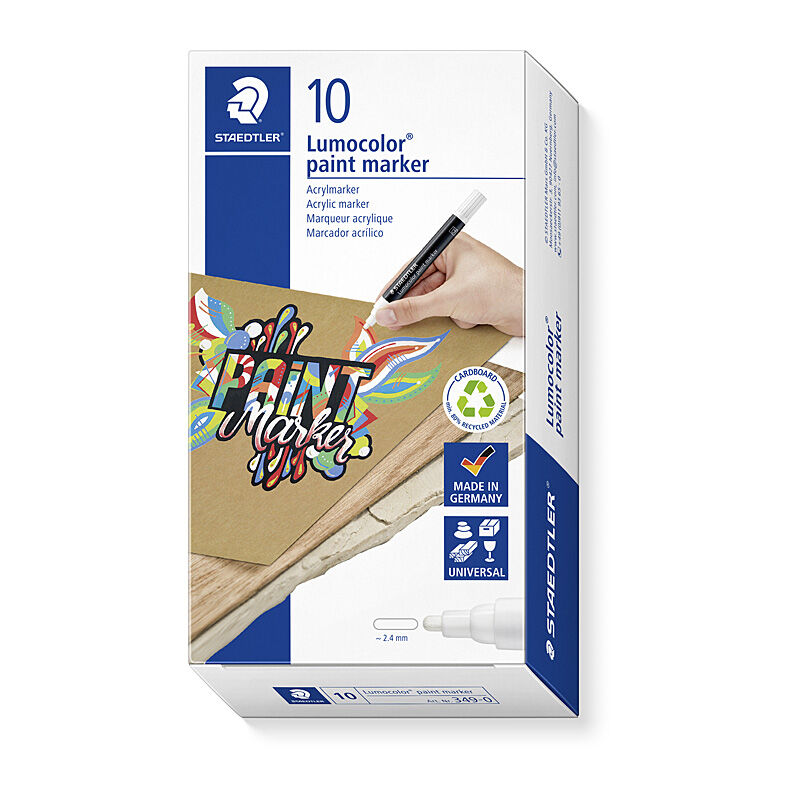 Staedtler Lumo Paint Mrkr White Box of 10 - 349-0