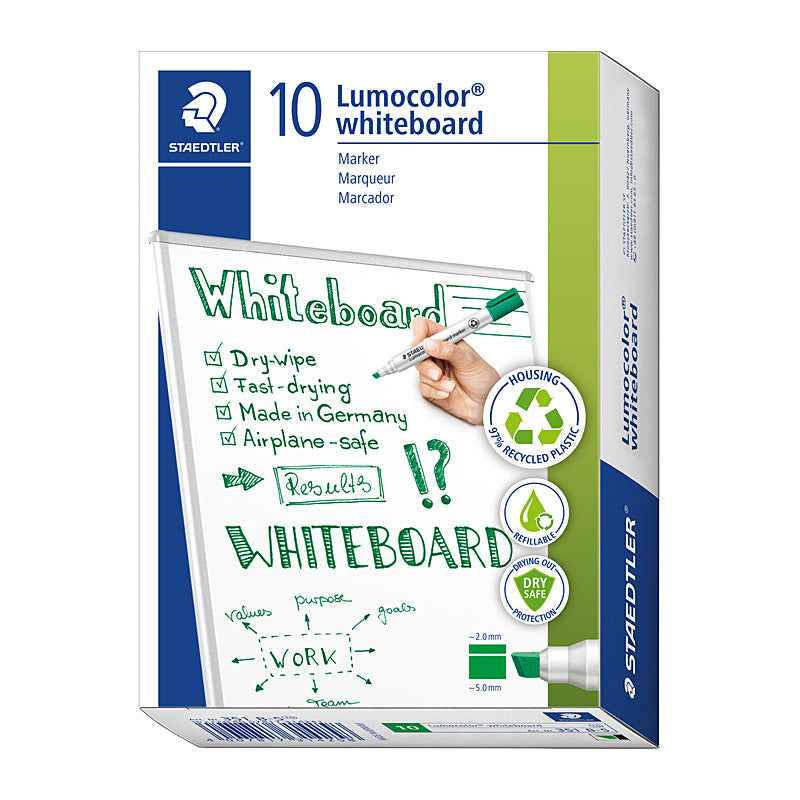 Staedtler Lumo Whiteboard Mrk CP Green Box of 10 - 351 B-5