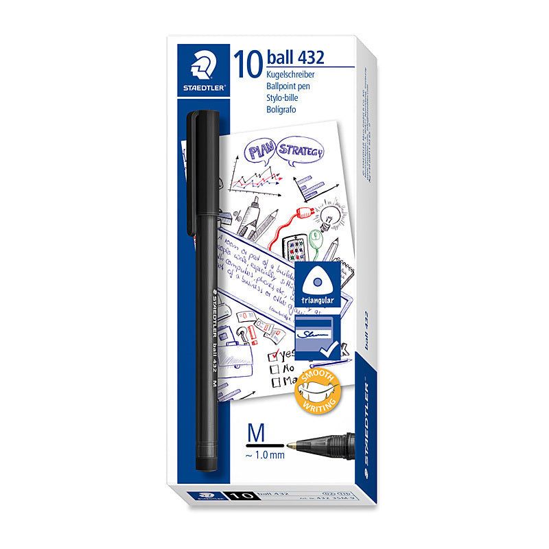 Staedtler Ballpoint 432 M Black Box of 10 - 432 35M-9