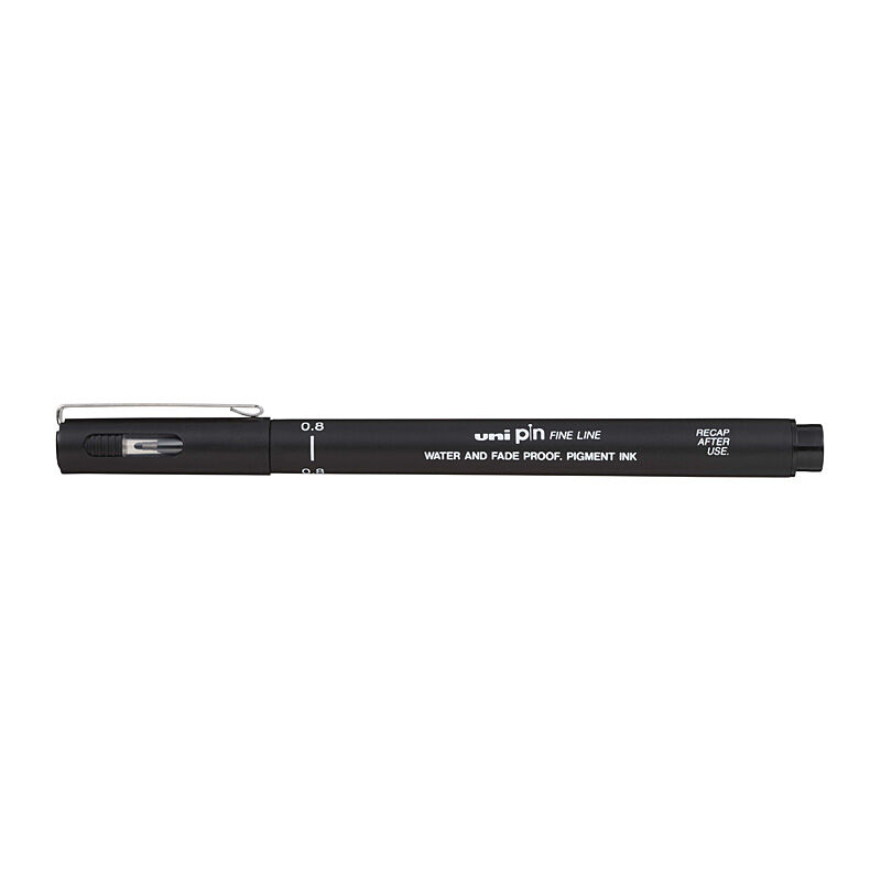 uni Pin FineLiner 0.8 Black Box of 12 - PIN08200BK