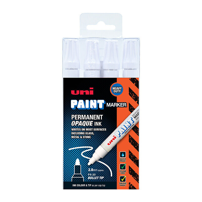 uni Paint Mrk PX20 White Ind Pk4 - PX204PWHINDU