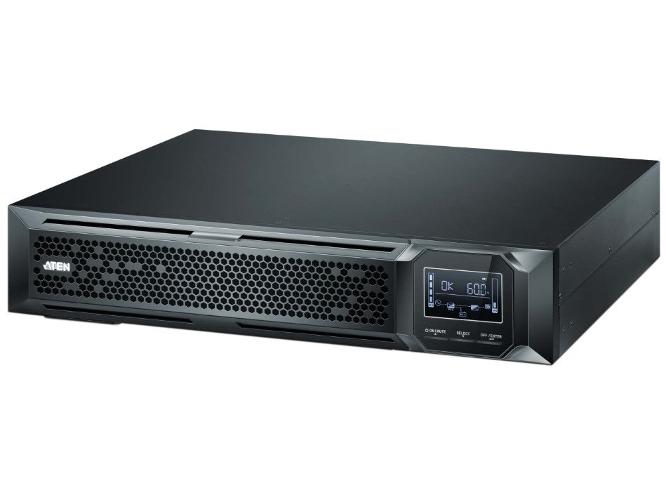 Aten 3000VA/3000W Professional Online UPS with USB/DB9 connection, 8x C13 outlets and 1x C19 outlet, optional SNMP, EPO and RJ port surge protection OL3000HV-AT-G