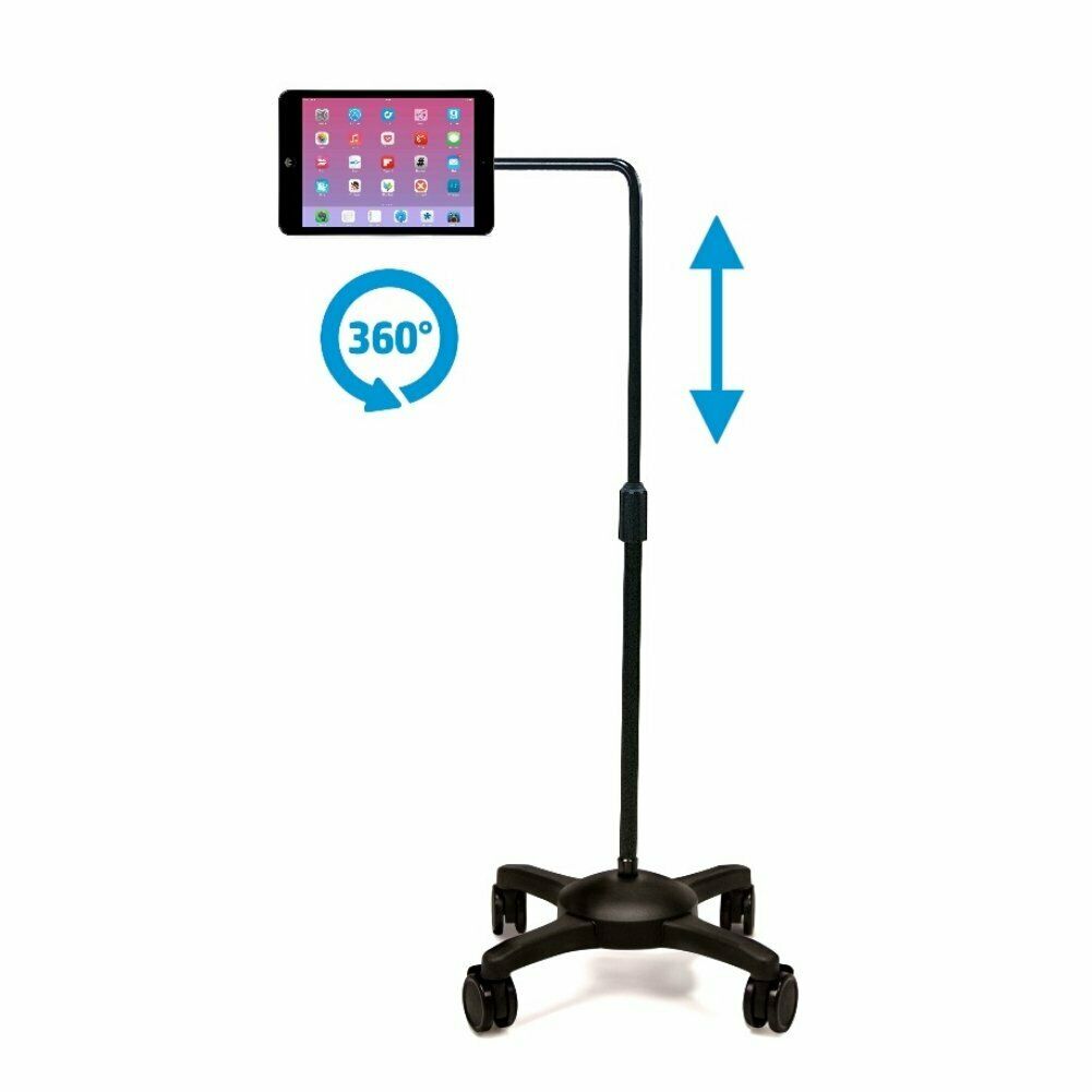 Aidata US-5124RB Universal Tablet Mobile Arm Wheels Floor Stand with Medium Bracket