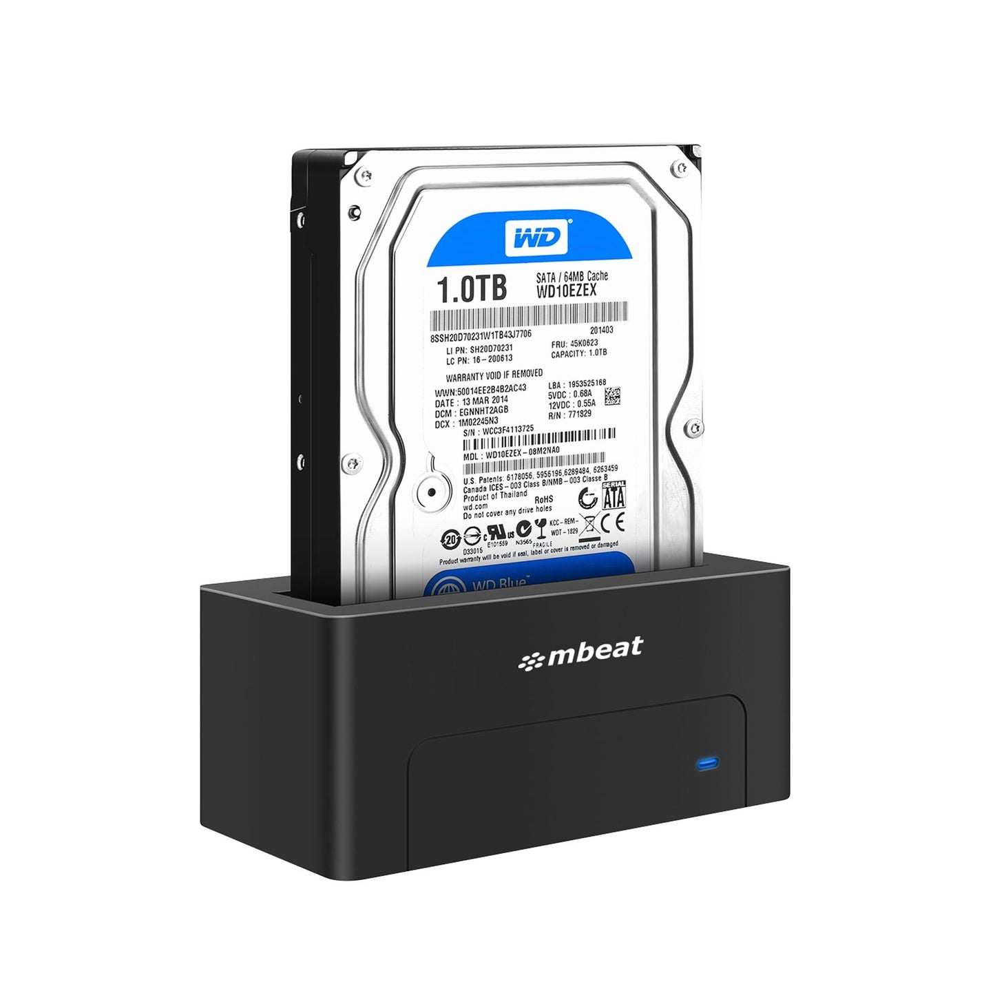 mbeat D1 USB 3.0 3.5' & 2.5' SATA HDD Docking Station - Black Product Weight: 250g HDD Capacity: Max. 20TB Data Speed: Max. 5Gbps MB-HDD-235D1K