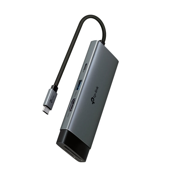 TP-Link UH7021C USB Type-C 7-in-1 Hub, 4K@60Hz HDMI, SD & microSD UHS-I, 100W Power Delivery, 3x USB-A Data Ports. UH7021C