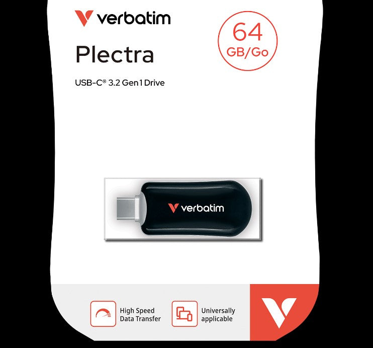 Verbatim Plectra USB-C Flash Drive Black 64GB 30224