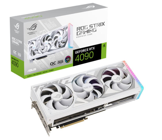 ASUS nVidia GeForce ROG-STRIX-RTX4090-O24G-WHITE RTX 4090 24GB GDDR6X White OC Edition 2610 MHz Boost Clock, RAM 21 Gbps, 3xDP, 2xHDMI (White) ROG-STRIX-RTX4090-O24G-WHITE