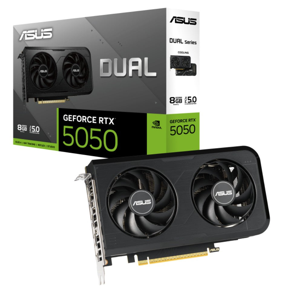 ASUS nVidia GeForce DUAL-RTX5050-8G 8GB GDDR6 2572MHz Boost Clock, RAM 20Gbps, 421AI TOPs, Digital Max Resolution 7680 x 4320 DUAL-RTX5050-8G