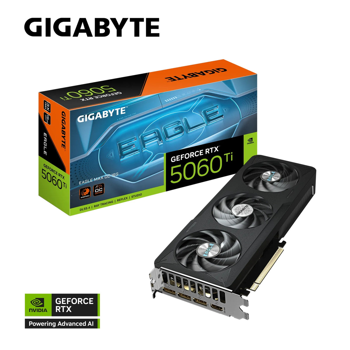 Gigabyte GeForce RTX 5060 Ti EAGLE MAX OC 16G, 2617 MHz, CUDA 4608, 28 Gbps, GDDR7, 128 bit, PCI-E 5.0, PSU 650W, DisplayPort 2.1b *3 HDMI 2.1b *1 GV-N506TEAGLEMAX OC-16GD