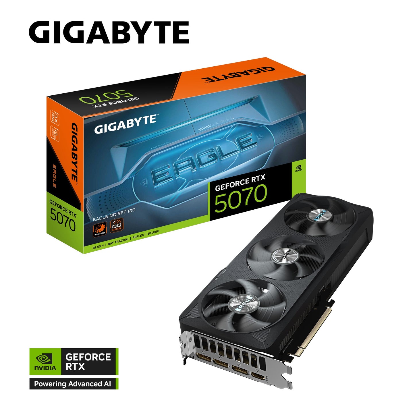 Gigabyte GeForce RTX 5070 EAGLE OC SFF 12G, 2587 MHz, CUDA 6144, 28 Gbps, GDDR7, 192 bit, PCI-E 5.0, PSU 750W, DisplayPort 2.1b *3 HDMI 2.1b *1 GV-N5070EAGLE OC-12GD