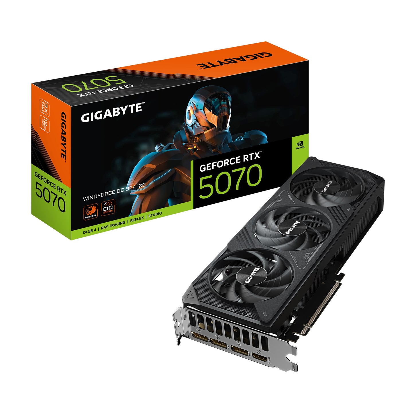 Gigabyte GeForce RTX 5070 WINDFORCE OC SFF 12G, 2542 MHz, CUDA 6144, 28 Gbps, GDDR7, 192 bit, PCI-E 5.0, PSU 750W, DisplayPort 2.1b *3 HDMI 2.1b *1 GV-N5070WF3OC-12GD
