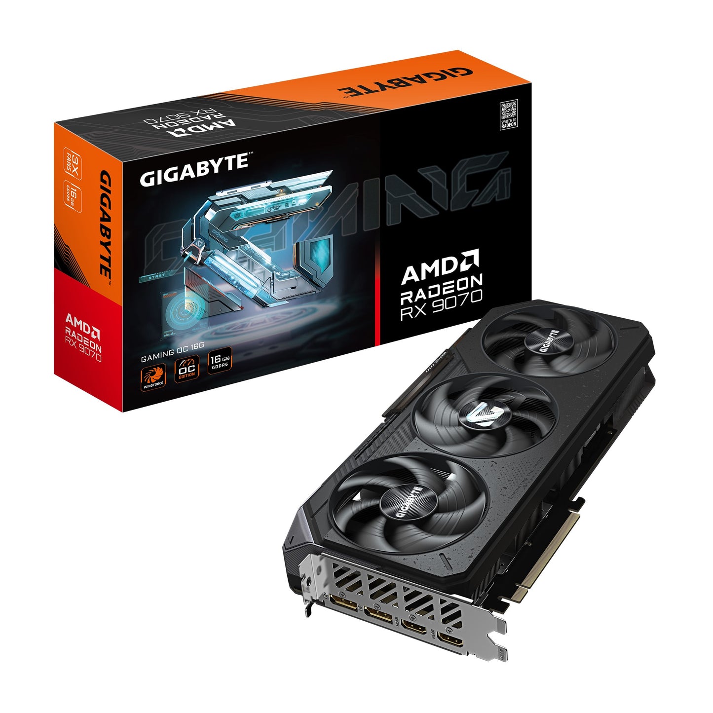 Gigabyte Radeon RX 9070 GAMING OC 16G, 20 Gbps, GDDR6, PCI-E 5.0, PSU 750W, 8 pin*2, DisplayPort 2.1a x2 HDMI 2.1b x2 GV-R9070GAMING OC-16GD