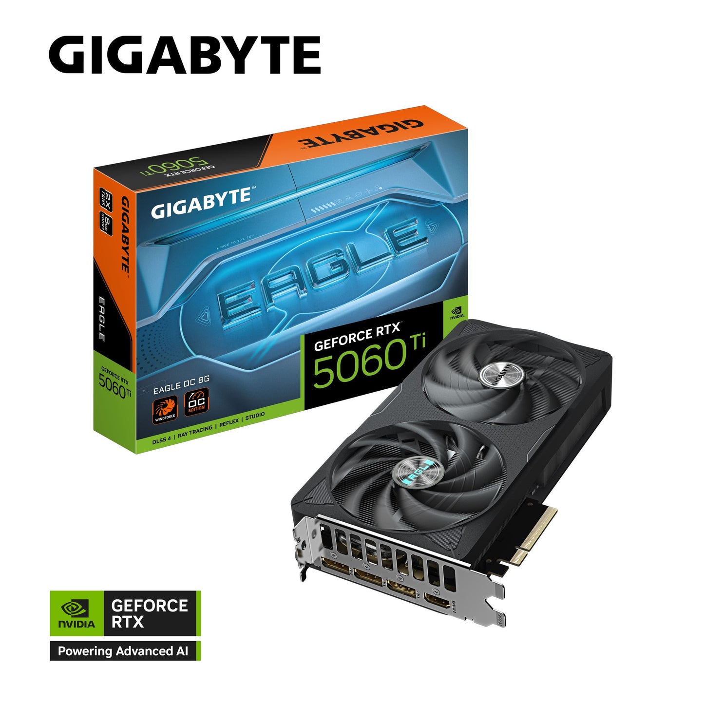 Gigabyte GeForce RTX 5060 Ti EAGLE OC 8G, 2617 MHz, CUDA TBD, 28 Gbps, GDDR7, 128 bit, PCI-E 5.0, PSU 650W, DisplayPort 2.1b *3 HDMI 2.1b *1 GV-N506TEAGLE OC-8GD 1.0
