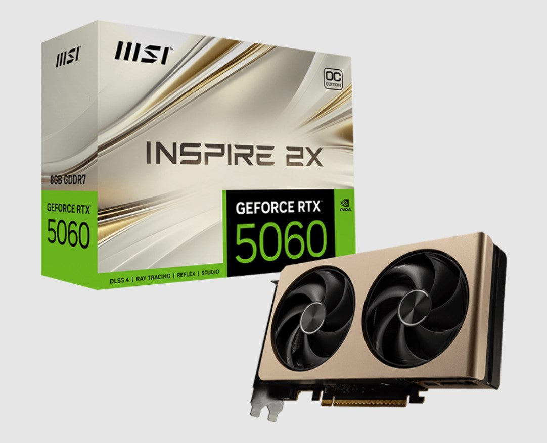 MSI nVidia GeForce RTX 5060 8G INSPIRE 2X OC, PCI Express Gen 5 x16, Boost: 2535 MHz, CUDA 3840 Units, 8GB GDDR7, . HDMI x 1 (emabargo) GeForce RTX 5060 8G INSPIRE 2X OC