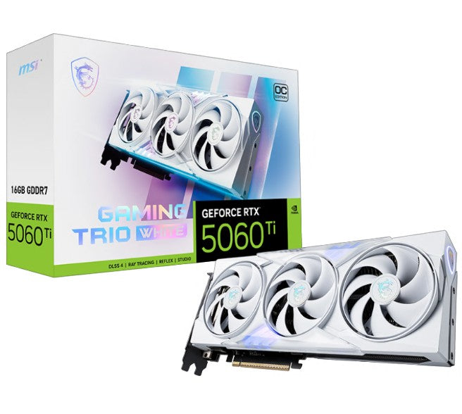 MSI nVidia GeForce RTX 5060 Ti 16G GAMING TRIO OC WHITE, PCI Express Gen 5x16, Boost: 2647 MHz, CUDA 4608 Units, 16GB GDDR7, HDMI x 1 GeForce RTX 5060 Ti 16G GAMING TRIO OC WHITE