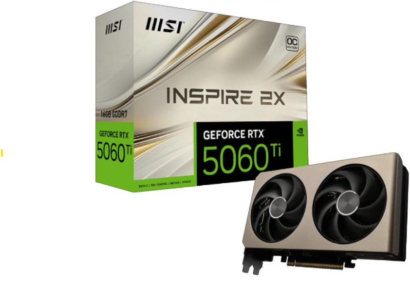 MSI nVidia GeForce RTX 5060 Ti 16G INSPIRE 2X OC, PCI Express Gen 5 x16, Boost: 2617 MHz, CUDA 4608 Units, 16GB GDDR7, HDMI x 1 GeForce RTX 5060 Ti 16G INSPIRE 2X OC