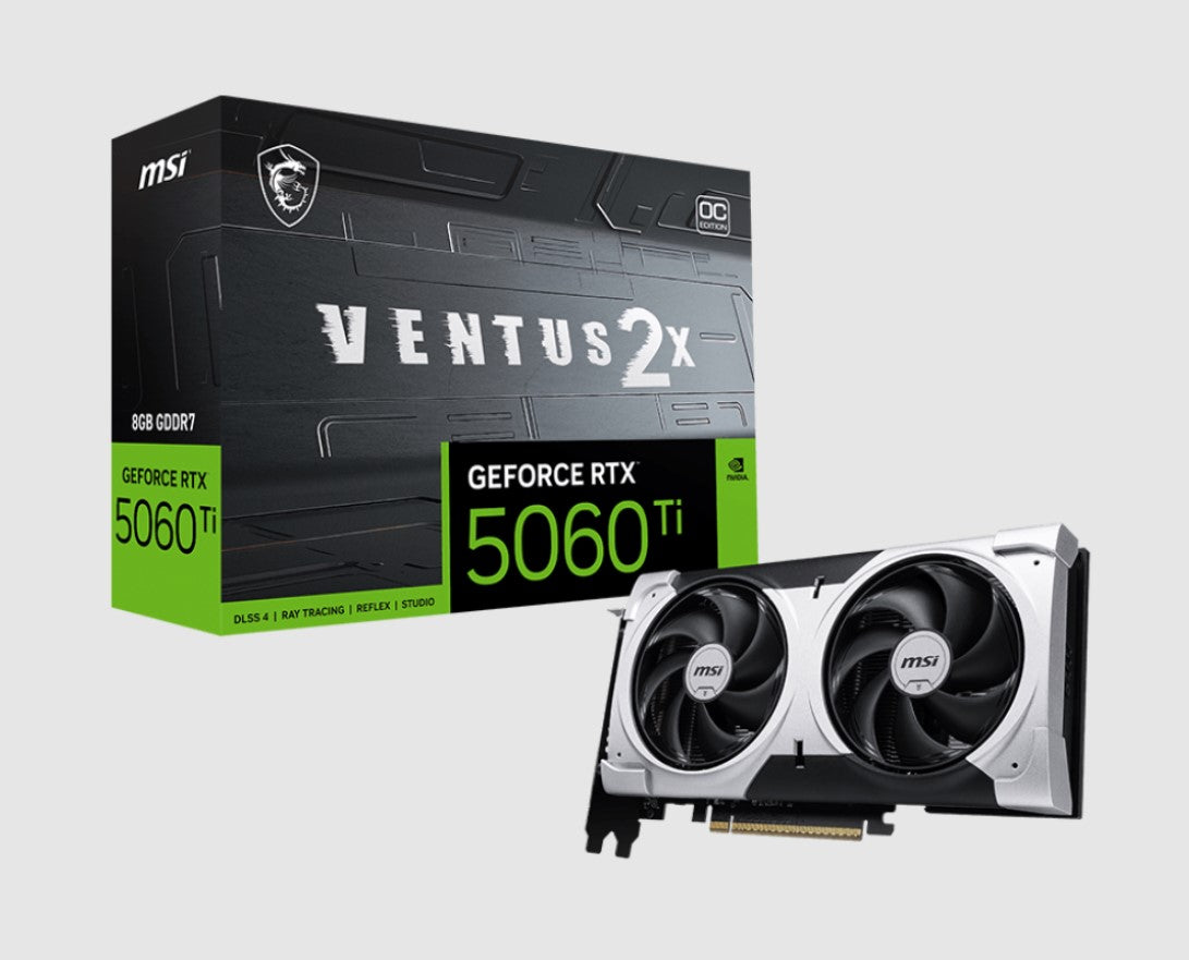 MSI nVidia GeForce RTX 5060 Ti 8G VENTUS 2X OC PLUS, PCI Express Gen 5 x16, Boost: 2602 MHz, CUDA 4608 Units, 8GB GDDR7, HDMI x 1 GeForce RTX 5060 Ti 8G VENTUS 2X OC PLUS