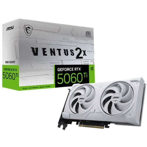 MSI nVidia GeForce RTX 5060 Ti 8G VENTUS 2X OC WHITE PLUS, PCI Express Gen 5 x16, Boost: 2602 MHz, CUDA 4608 Units, 8GB GDDR7, HDMI x 1 GeForce RTX 5060 Ti 8G VENTUS 2X OC WHITE PLUS