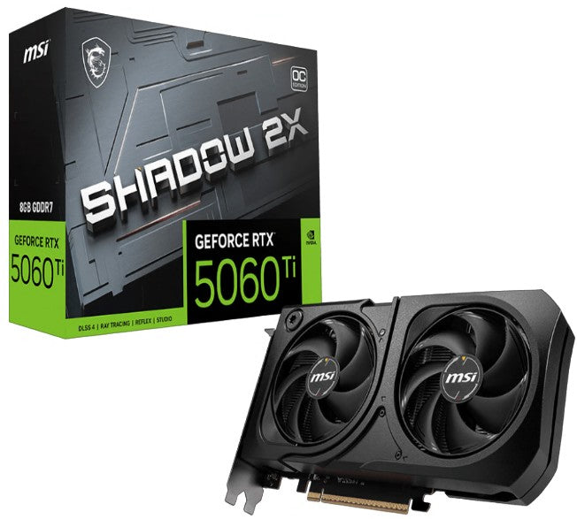 MSI nVidia GeForce RTX 5060 Ti 8G SHADOW 2X OC PLUS, Boost: 2482 MHz, CUDA 8960 Units, 8GB GDDR7, HDMI x 1 (embargo) GeForce RTX 5060 Ti 8G SHADOW 2X OC PLUS