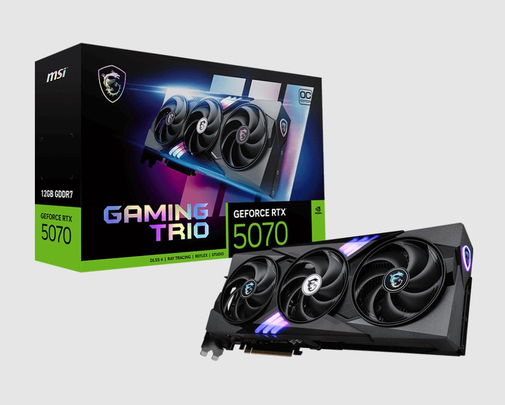 MSI nVidia GeForce RTX 5070 12G GAMING TRIO OC, PCI Express Gen 5, Boost: 2610 MHz, CUDA 6144 Units, 12GB GDDR7, HDMI x 1 GeForce RTX 5070 12G GAMING TRIO OC