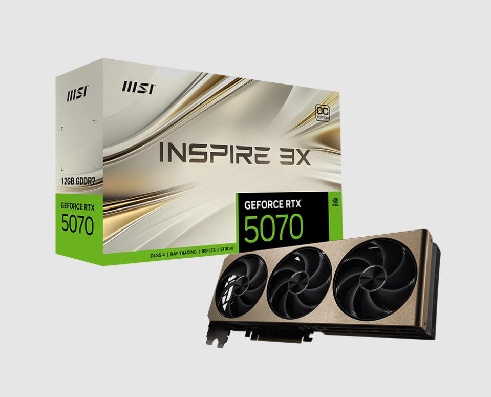 MSI nVidia GeForce RTX 5070 12G INSPIRE 3X OC, PCI Express Gen 5, Boost: 2542 MHz, CUDA 6144 Units, 12GB GDDR7, HDMI x 1 GeForce RTX 5070 12G INSPIRE 3X OC