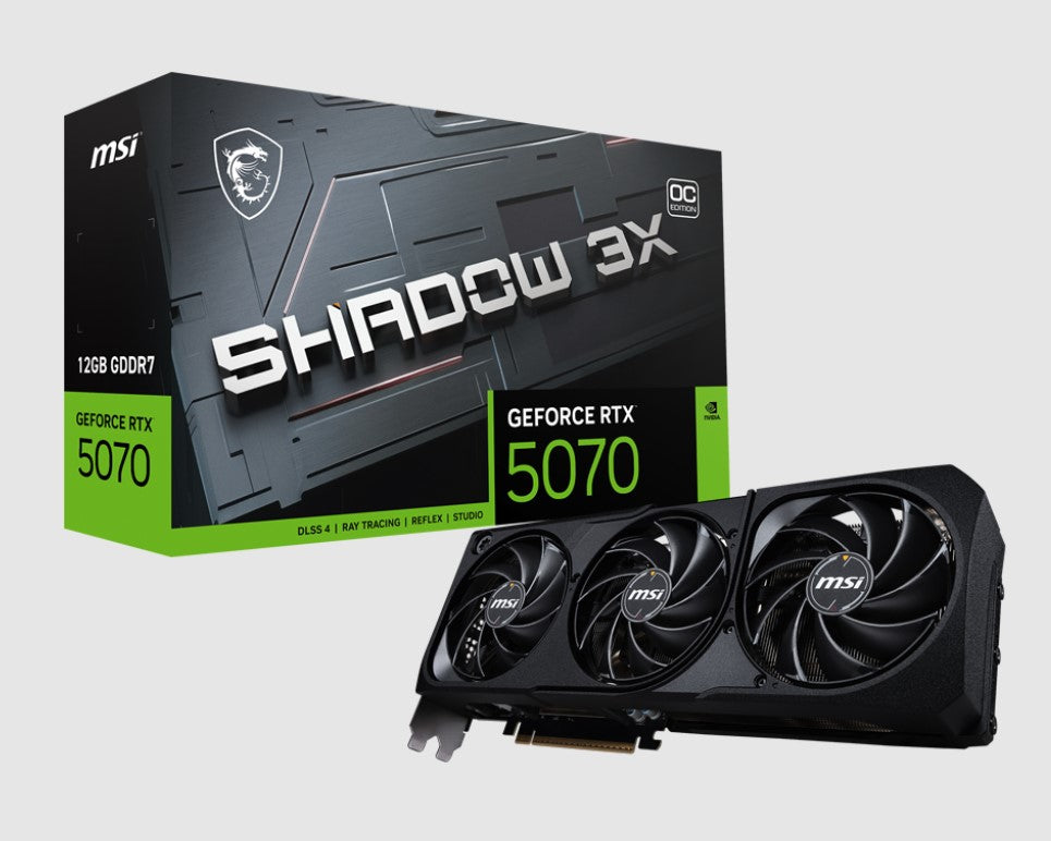 MSI nVidia GeForce RTX 5070 12G SHADOW 3X OC, PCI Express Gen 5, Boost: 2542 MHz, CUDA 6144 Units, 12GB GDDR7, HDMI x 1 GeForce RTX 5070 12G SHADOW 3X OC