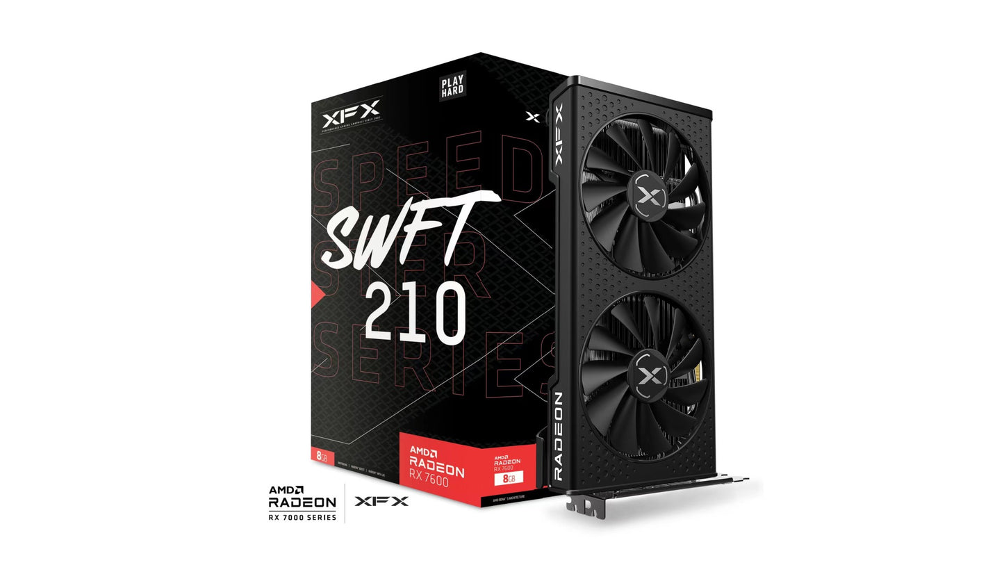 XFX Speedster SWFT210 AMD Radeon RX 7600 Core Gaming Graphics Card with 8GB GDDR6 HDMI 3xDP, AMD RDNA 3 (RX-76PSWFTFY) RX-76PSWFTFY