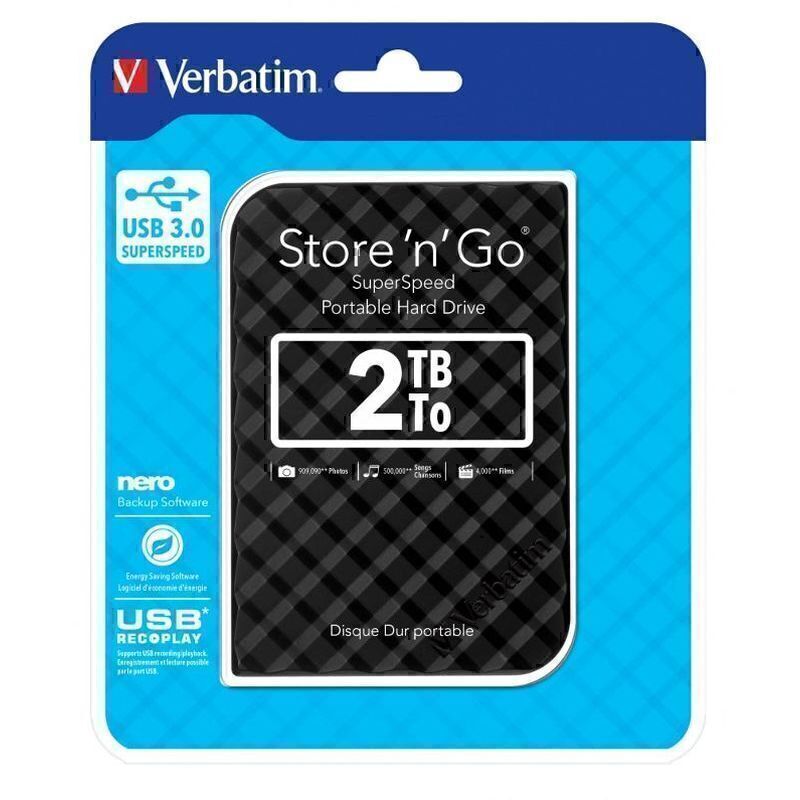 Verbatim Portable Hard Drive 2TB USB 3.0 Super Speed 53195 - 53195