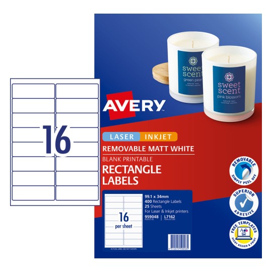 Avery Labels L7162 LIP 16Up Pk25 - 959048