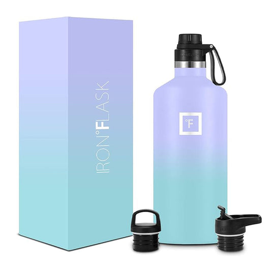 Iron Flask Narrow Mouth Bottle with Spout Lid, Cotton Candy, 64oz/1900ml IRO-FGS-A044-01-AD1US