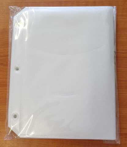 White DVD Refill Sleeves with Binder holes 158x196mm 1000pk