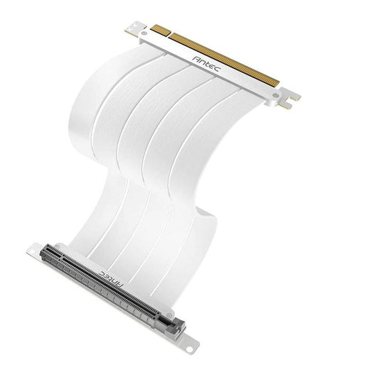 Antec Adjustable Vertical PCI Bracket withPCI-E 4.0 Cable Kit White (200mm) x 16 Speed, Gold Plated RTX 4050 / 4060 / 4070 and AMD 6000 series AT-ARCVB-W200-PCIE4