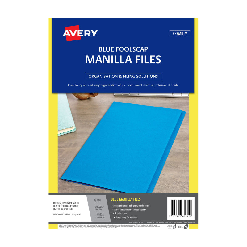 Avery Manilla Folder Blue FC Pk20 355X241mm - 88222