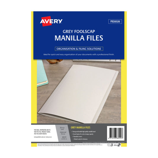 AV Manilla Folder Grey FC Pk20 355X241mm - 88229