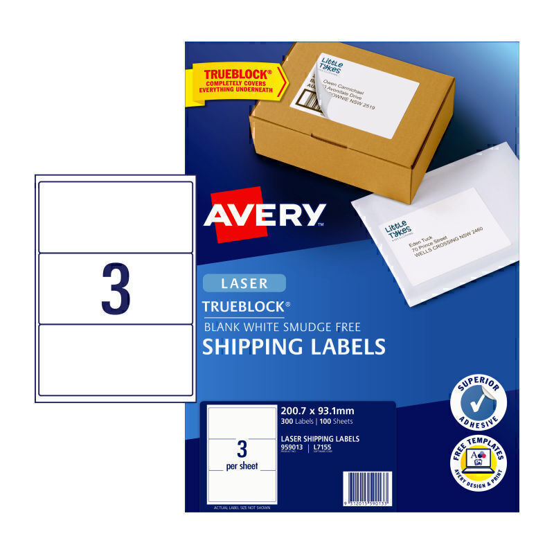 Avery Laser Label L7155 3Up Pk100 - 959013