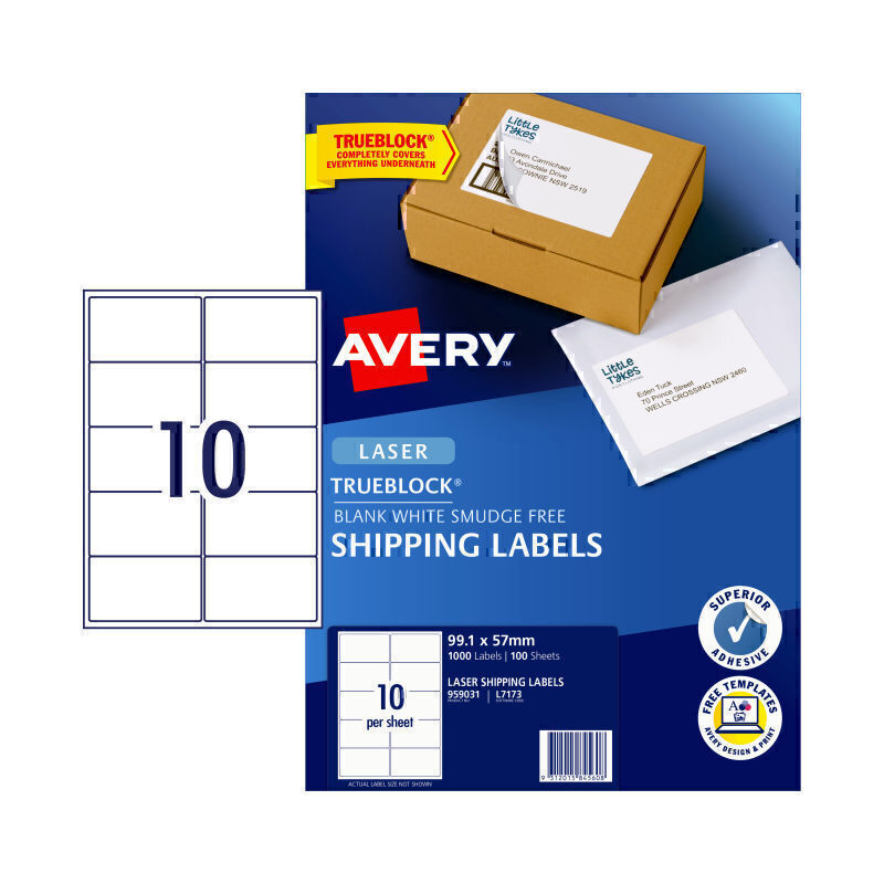 Avery Laser Label L7173 10Up Pk100 - 959031