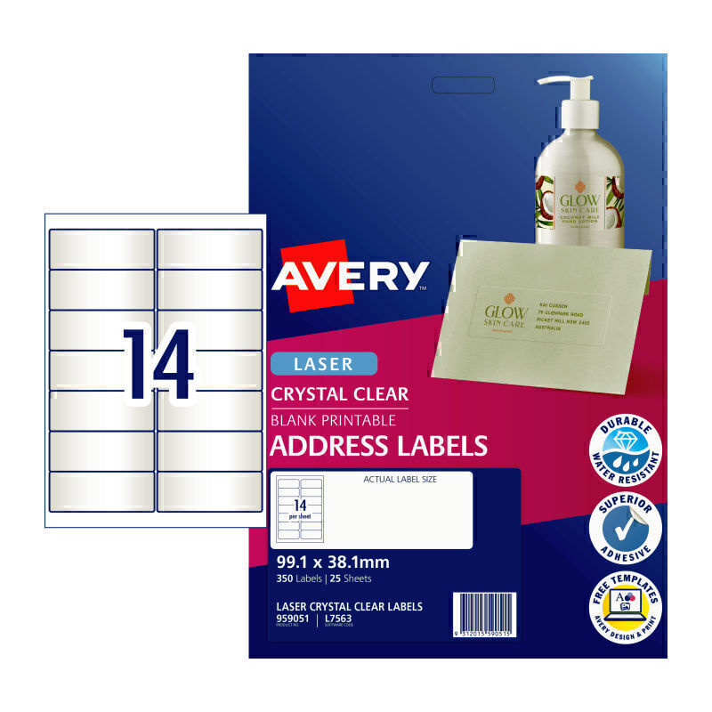 Avery Laser Label Colour L7563 14Up Pk25 - 959051