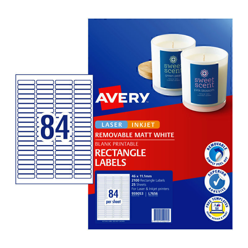 Avery Label Rmvb L7656REV 84Up Pk25 - 959053