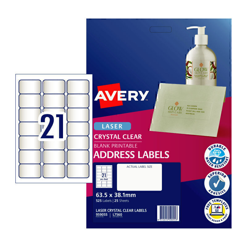 Avery Label Colour L7560 21Up Pk25 - 959055