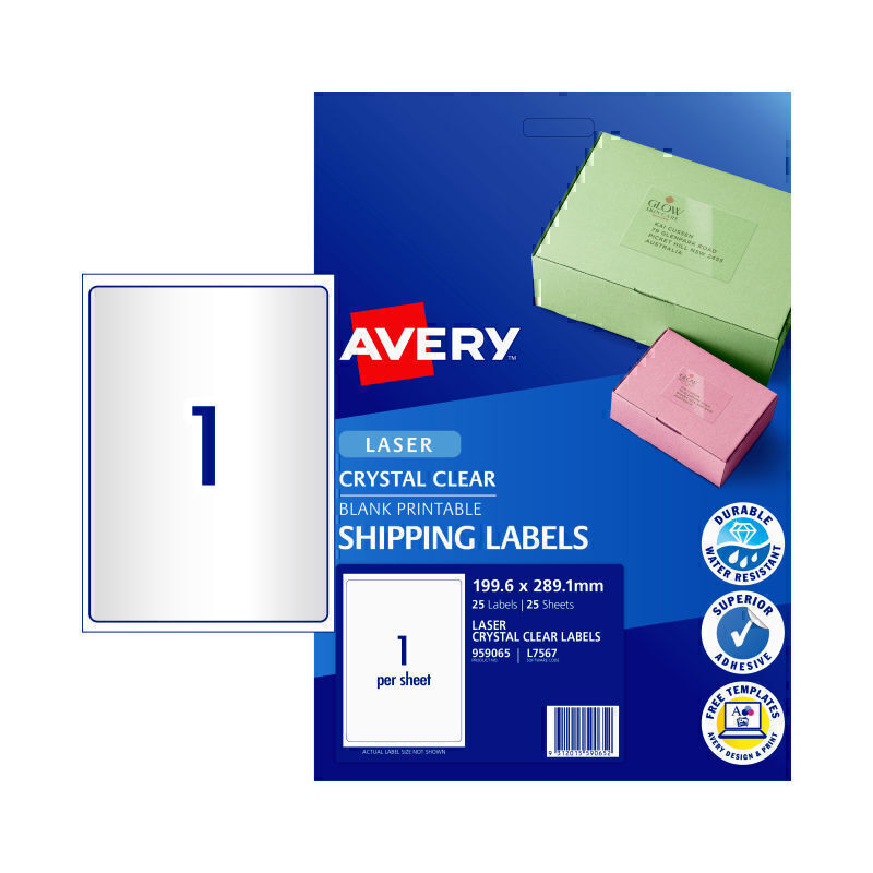 Avery Laser Label Colour L7567 1Up Pk25 - 959065