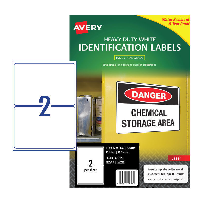 Avery Laser Label HD L7068 2Up Pk25 - 959068