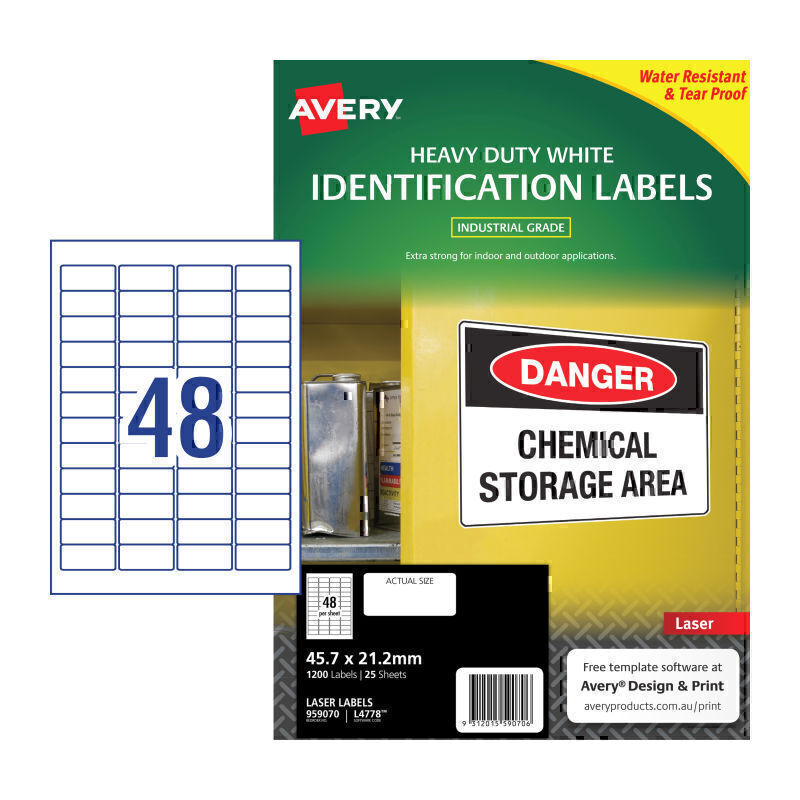 Avery Laser Label HD L4778 48Up Pk25 - 959070